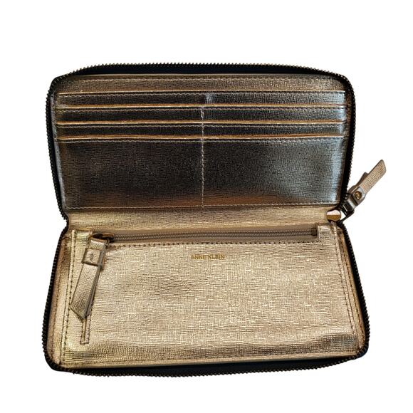Womens Anne Klein Silver and Gold Floral Print Wallet HTF - Picture 8 of 15